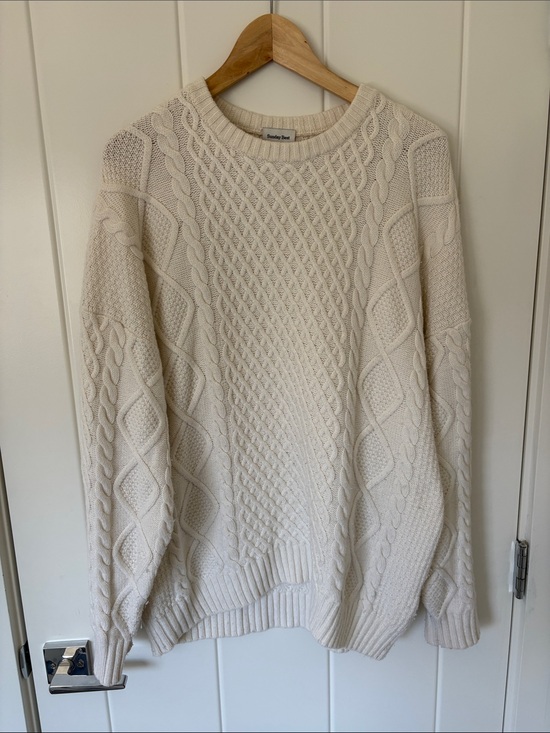 Sunday Best Sweaters - Sunday Best Cream Cable Knit Crewneck Sweater